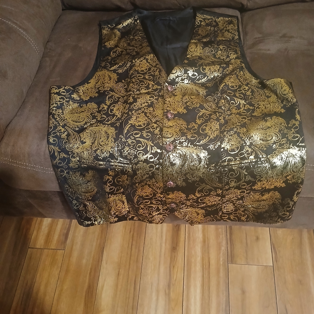 Gold Glitter Men's Loafers and Black/Gold Vest